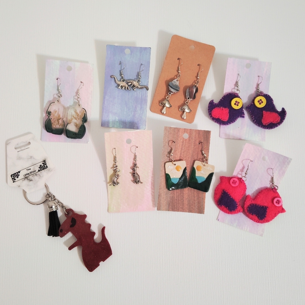 Assorted Handmade Earrings and Keychain Set